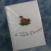 Spring Sale ... Handcrafted squirrel card by Ann Galvin A5 5"x7"