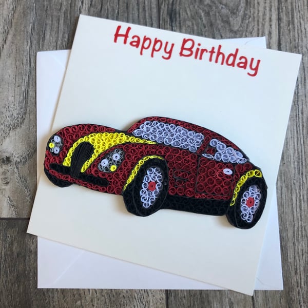 Stunning handmade quilled Car Card