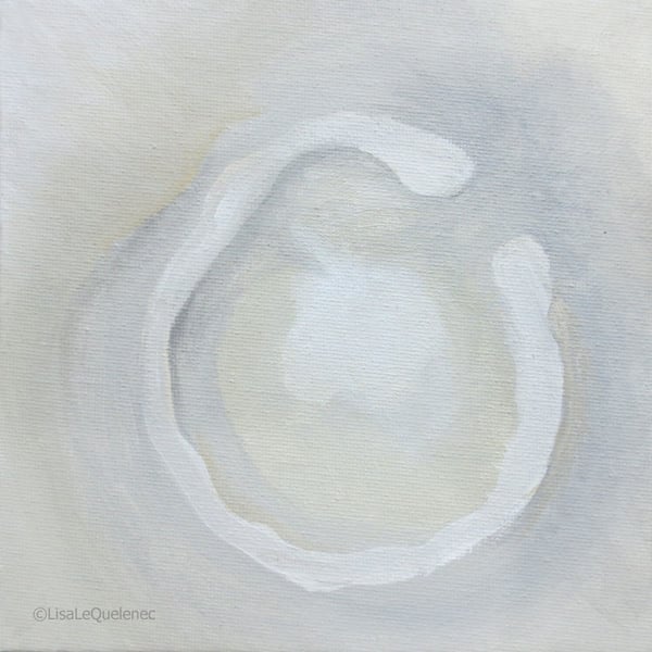 Original coastal inspired abstract painting in calming and serene neutral shades