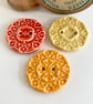 Set of three handmade ceramic buttons