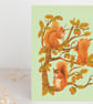 Wildlife card red squirrels cute card for children and adults