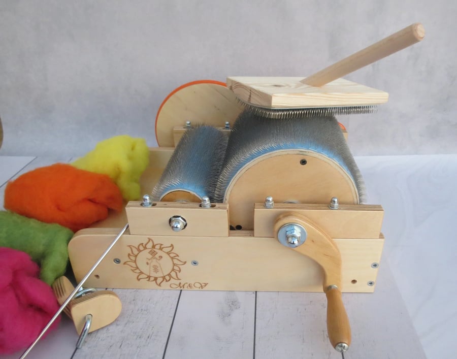 Handmade Wooden Drum Carder for Wool Wool Carding Tool Fiber Prep 72 TPI