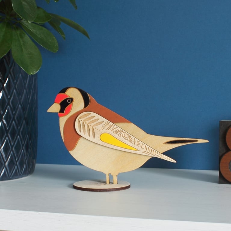 Standing Wooden Goldfinch Decoration 