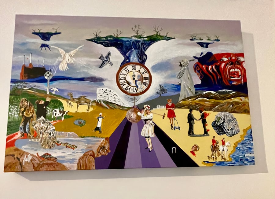 Original Acrylic Painting 30"x20" Progressive Rock Home Decor Art