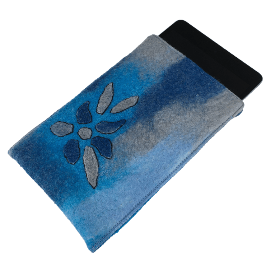 iPad mini case, hand felted in shades of blue SALE