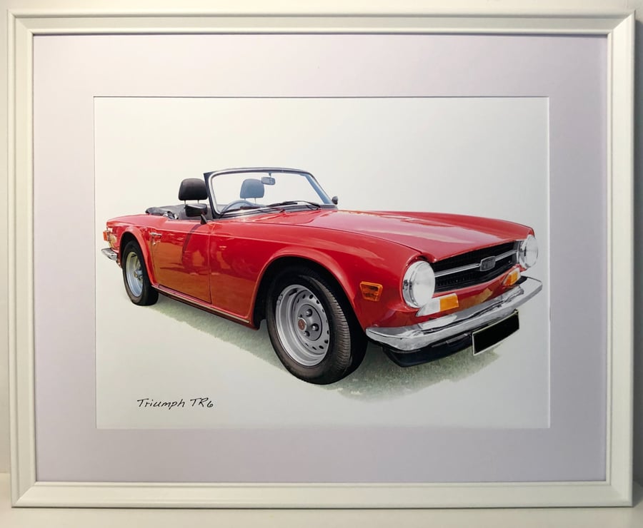 Triumph TR6 - Picture in Three Available Sizes with either Black or White Frame