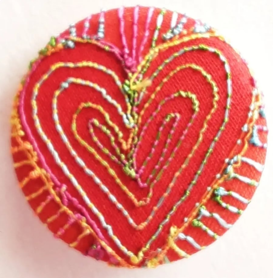 One Inch Badge Fabric Badge with Free Machine Embroidery 