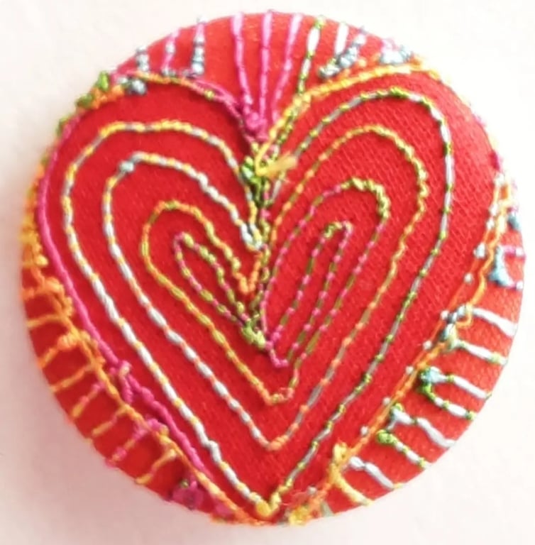 One Inch Badge Fabric Badge with Free Machine Embroidery 