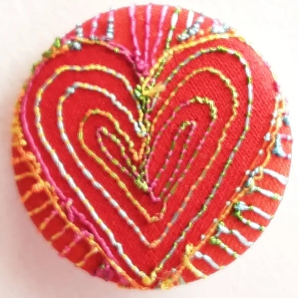 One Inch Badge Fabric Badge with Free Machine Embroidery 