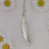 Real olive leaf preserved in silver pendant necklace