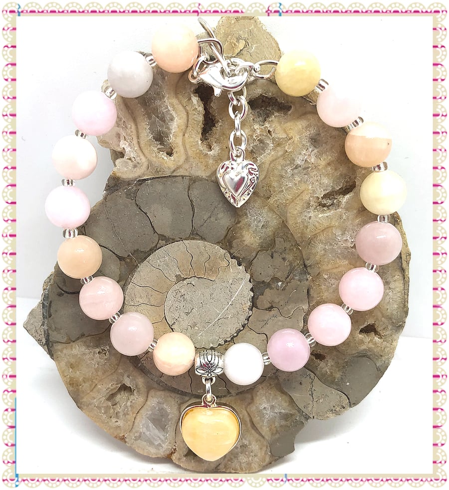 OOAK Gemstone Heart with multi coloured jade gemstone beads. 