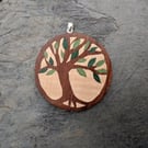 Tree Of Life Wood Marquetry Pendant