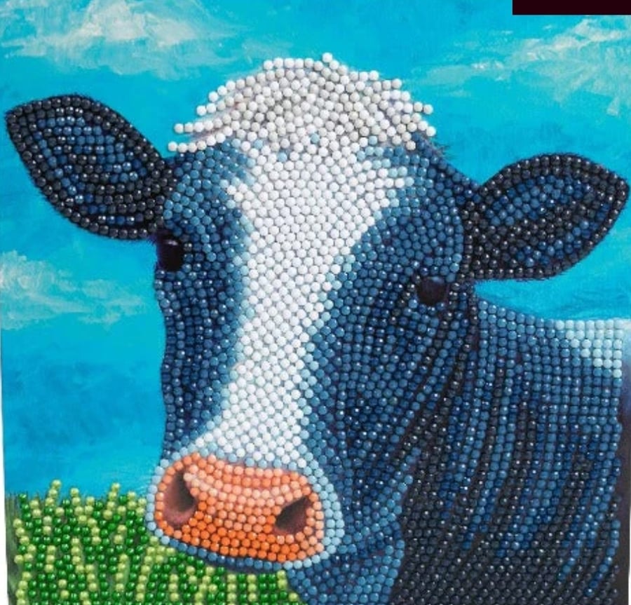 Cute cow card diamond painting kit - Folksy