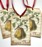CHRISTMAS gift tags ( set of 3) .Vintage,French-style. Noel. Pear. Botanical. - Image 3