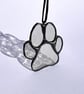 Grey black dog paw in stained glass - dog lover gift