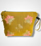 Yellow Lotus Flowers Linen Makeup Bag