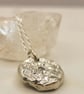 Sterling Silver Molten Pendant with Lab Diamond - Reticulated Coin Necklace - Image 3