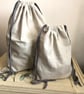 Pure linen large drawstring bread bag with grey drawstring - Image 4