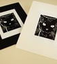 Cat print - Black Cat - Original Hand Pulled Linocut Print - Image 3