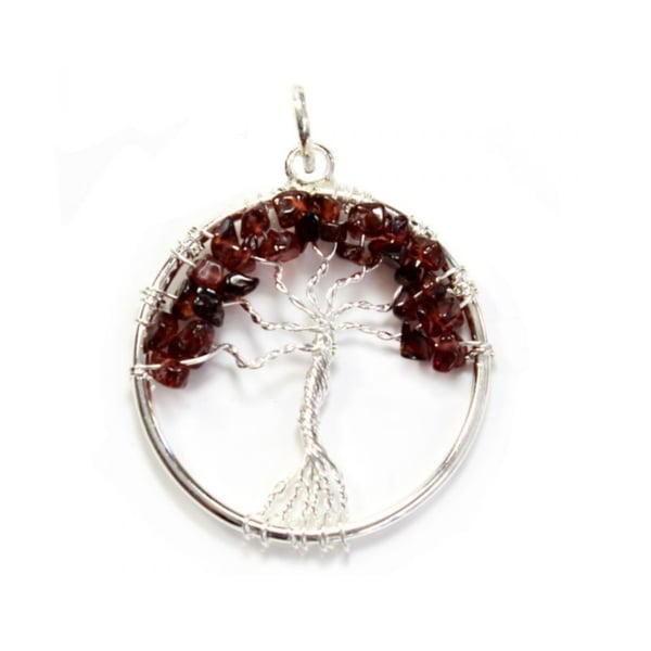 GARNET PENDANT, Tree of Life Pendant, Crystal Pendant, Gemstone Necklace, Stone 
