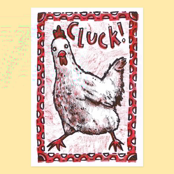 The Cluck, 2-colour risograph print
