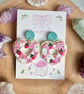 Handmade Cute Strawberry Heart Iced Biscuit doughnut Polymer Clay Earrings