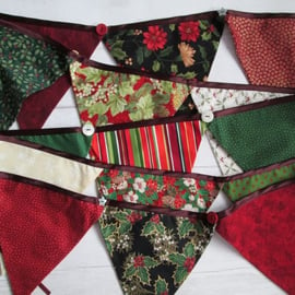 Double Sided Christmas Bunting with Button Decoration - 2.8 Metres