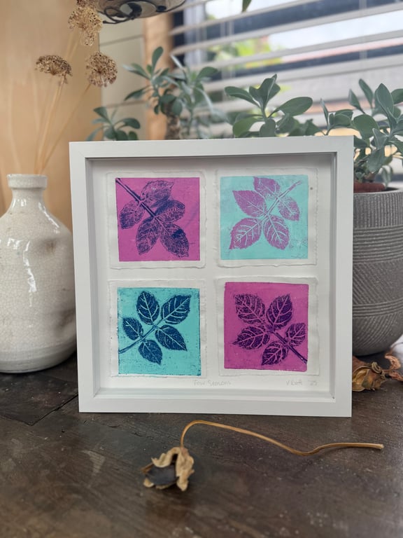 Four Seasons Gel Plate Print Framed