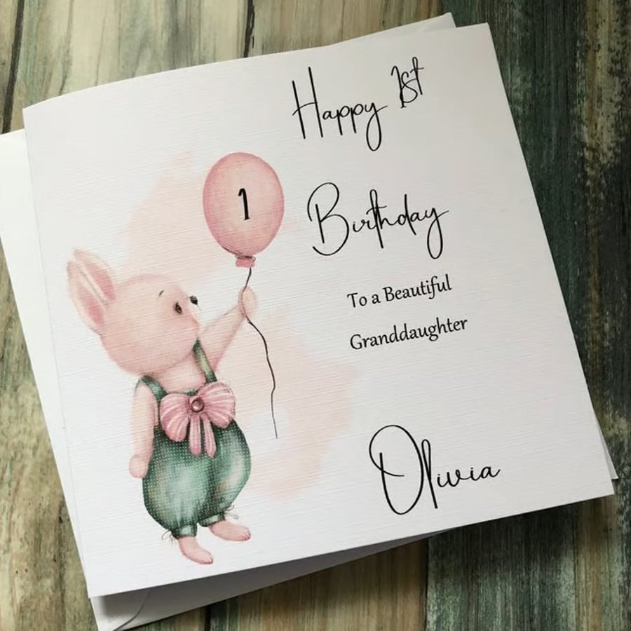 1st Happy Birthday Card, Daughter, Niece, Cousin, sister, Granddaughter etc