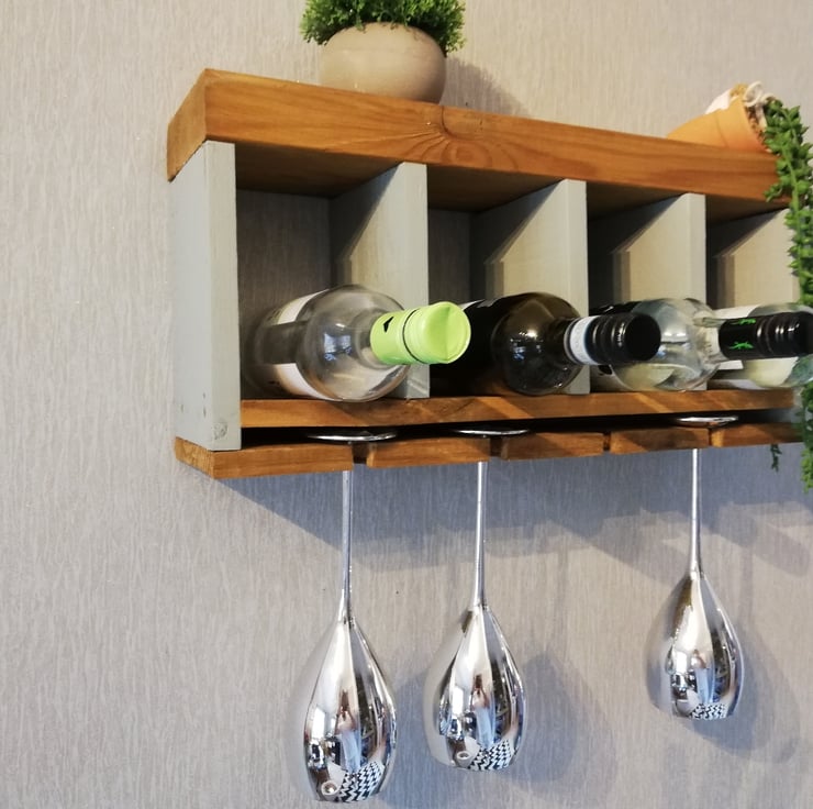 Bottle rack with glass storage - Folksy