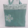  Tote Bag with Applique Flower Sea Green Seconds Sunday