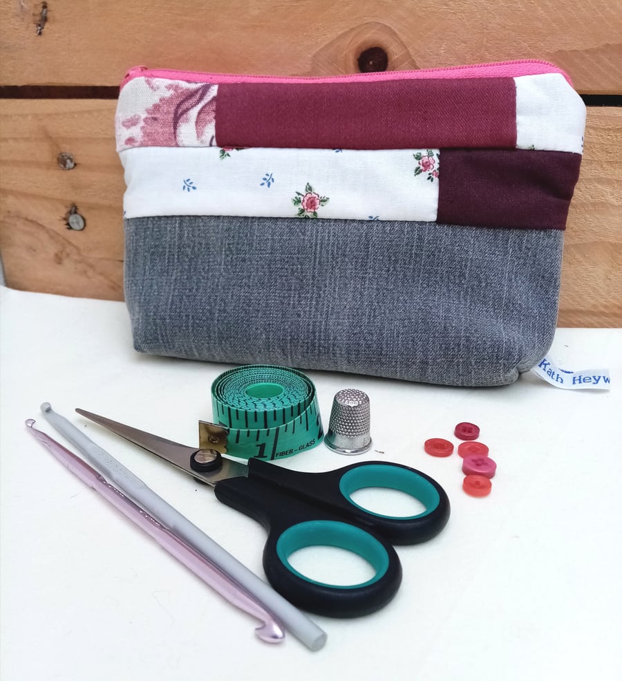 Make up Bag, Handmade Patchwork Zipped Pouch