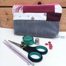 Make up Bag, Notions Zipped Pouch, Handmade Patchwork Fabric Pouch