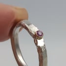 Molten Silver Pink Sapphire Ring - Size H