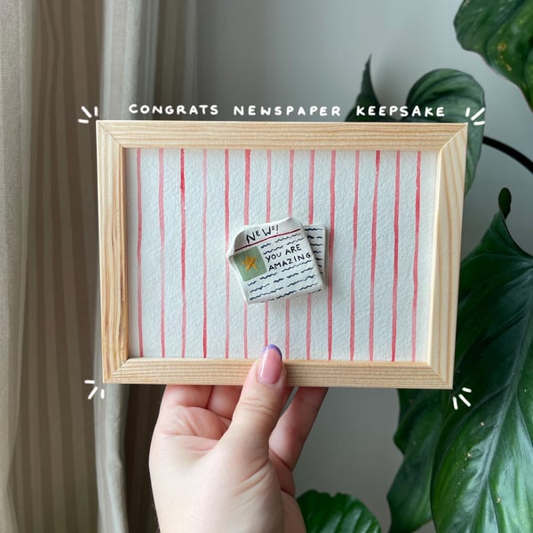 Congrats Newspaper Keepsake - Graduation Gift, Framed A6