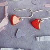 Copper and Silver Heart Enamel Earrings