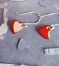 Copper and Silver Heart Enamel Earrings - Image 1