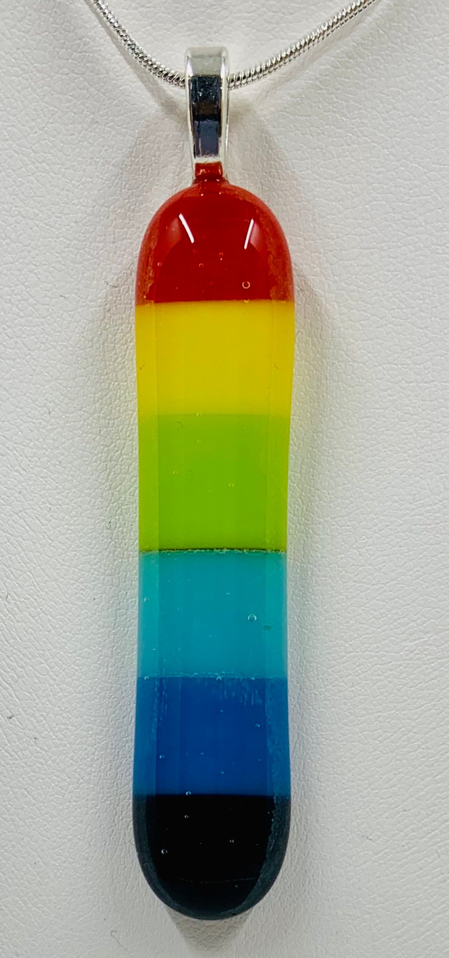 Hand made fused glass Rainbow Pendant.