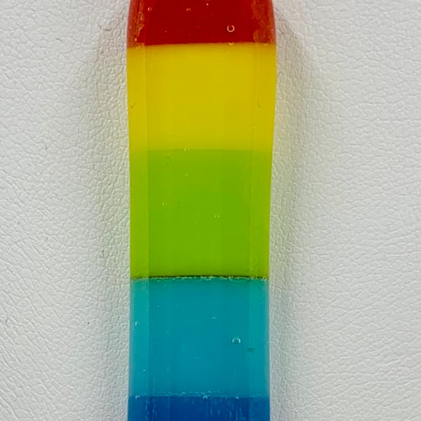 Hand made fused glass Rainbow Pendant.