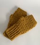 FINGERLESS MITTS , gloves ' Erme Trail '. Soft Wool blend. Mustard. - Image 5