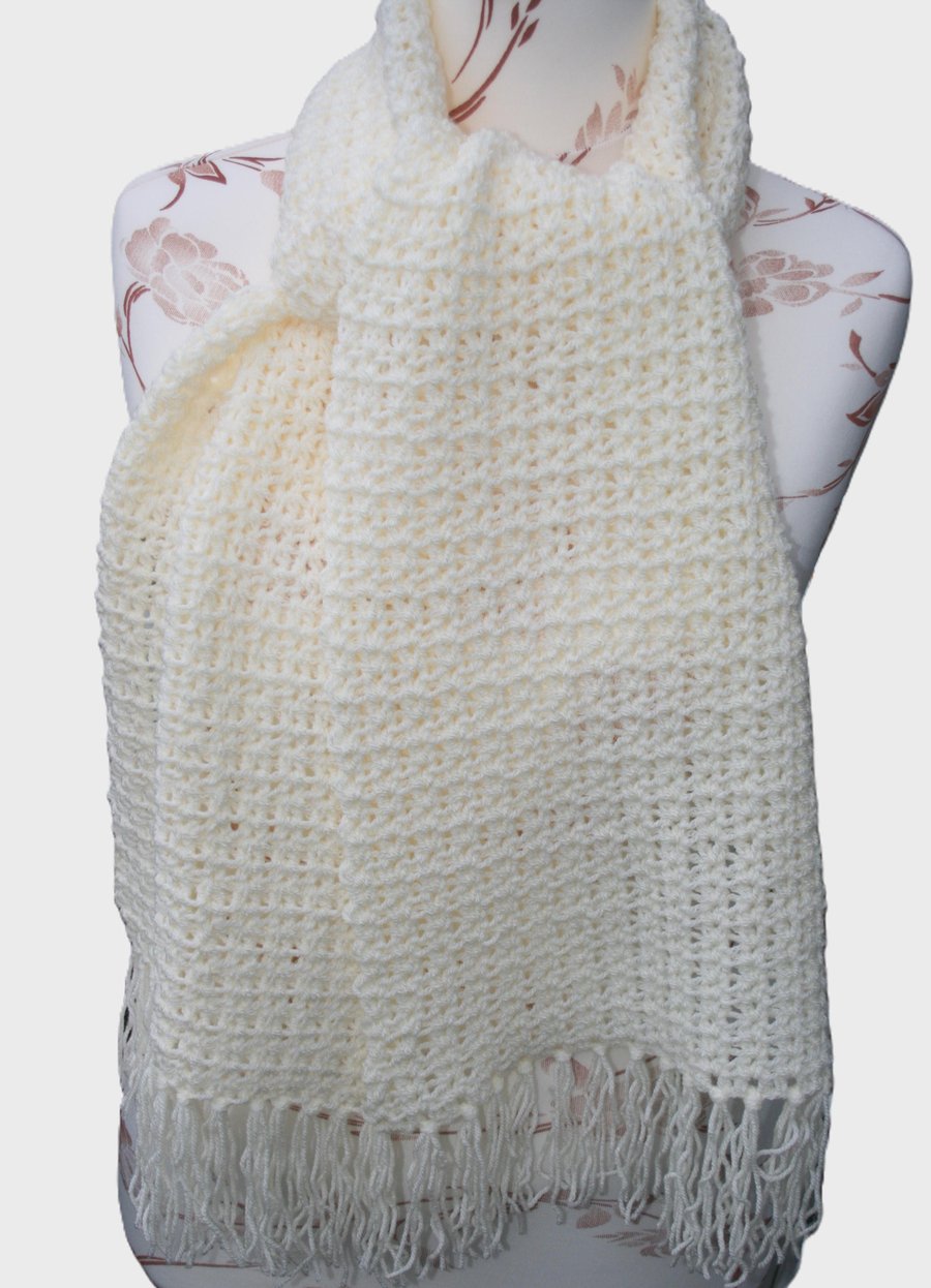  Classic Cream Shade Scarf - Crocheted Scarf 
