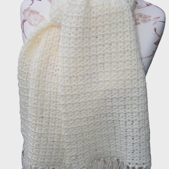  Classic Cream Shade Scarf - Crocheted Scarf 