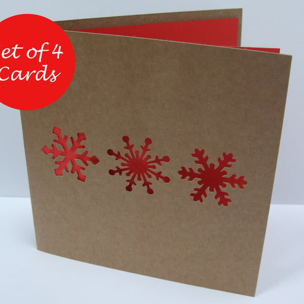 Set of 4 Snowflake Christmas Cards