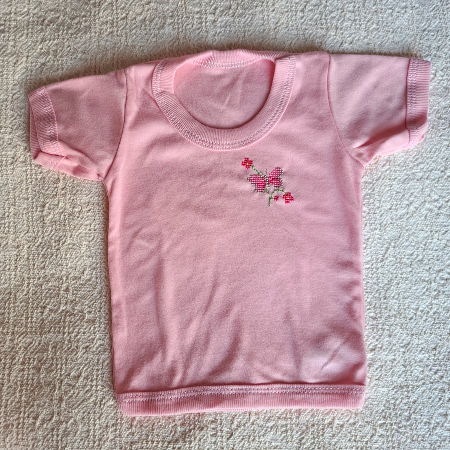 Butterfly, T-shirt,  Age3-6 months , hand embroidered