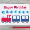 Train Personalised Birthday Card.
