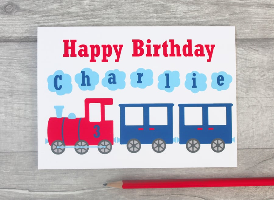 Boys Personalised Train Birthday Card 1st, 2nd, 3rd, 4th, 5th, 6th 7th