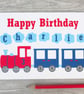 Boys Personalised Train Birthday Card 1st, 2nd, 3rd, 4th, 5th, 6th 7th
