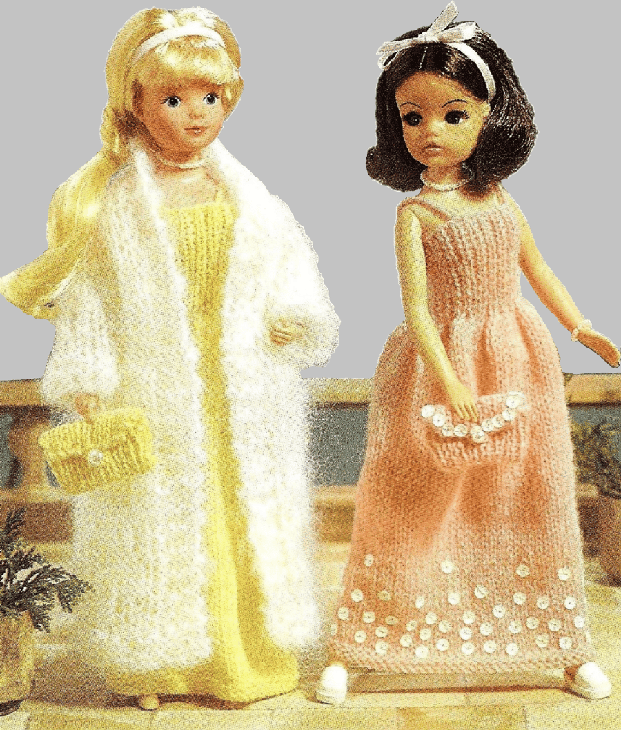 VINTAGE KNITTING PATTERN PDF Evening Outfit for Doll