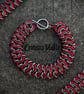 Black and Red Chainmaille Vertebrae Weave Bracelet For Men and Women