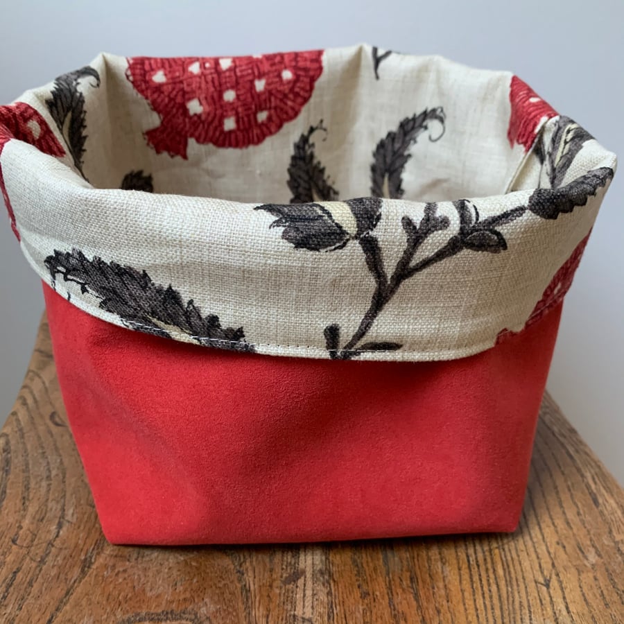 Faux suede fabric basket